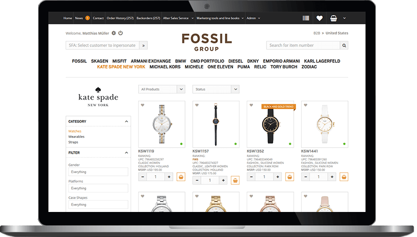 Fossil – B2B Händlerportal